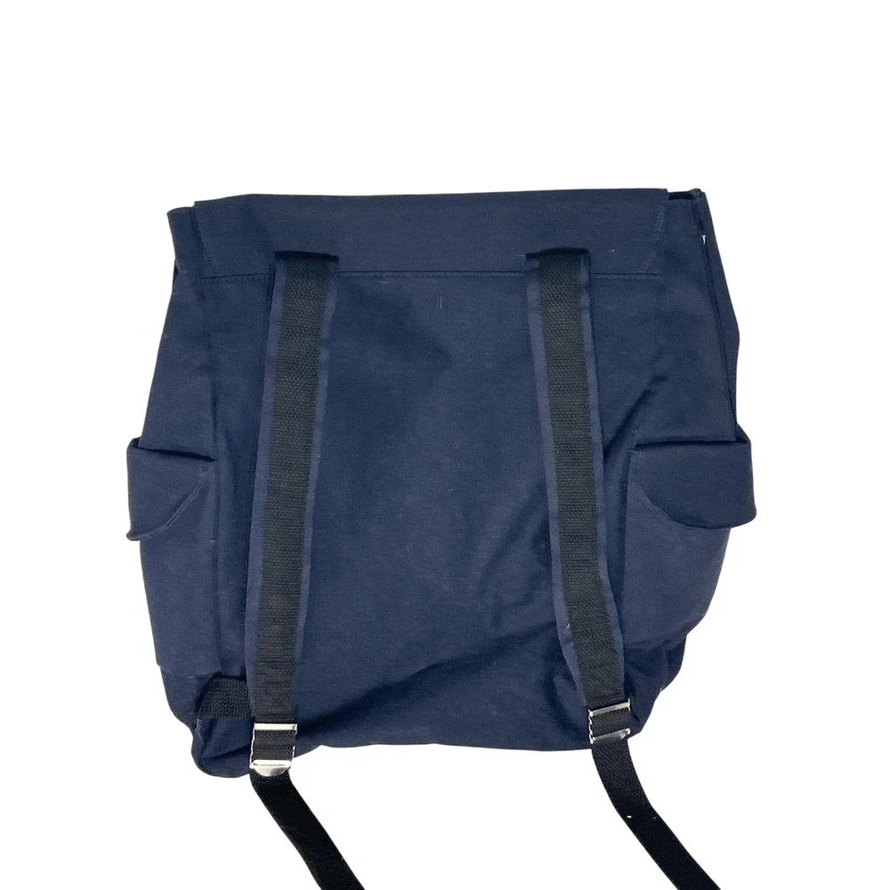 Jean Paul Gaultier Navy Blue White Stripe Canvas Backpack